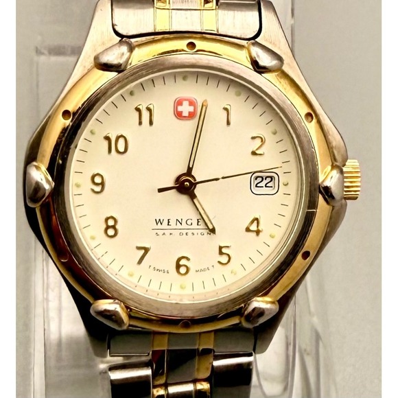 Wenger Swiss SAK Design Watch Two Tone Date NEW BATTERY  display picture 1